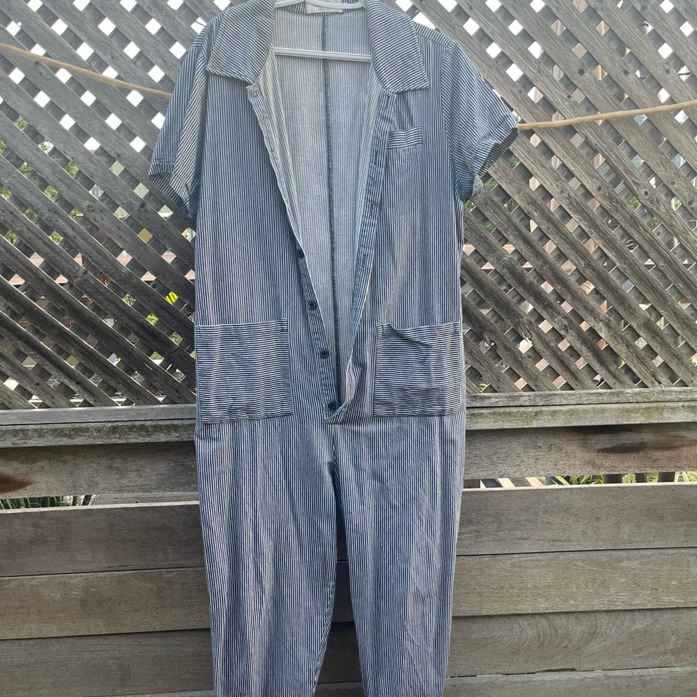Striped Blue Redsky Jumpsuit with Pockets